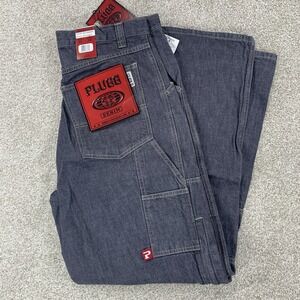 NWT Y2K Plugg Carpenter Jeans 33x30 Grey Wash Knee Zipper Pockets Baggy‎